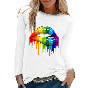 VDF - Winter Casual Womens O-neck Long Sleeve Top Loose Print Tshirts™