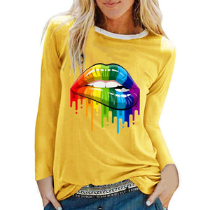 VDF - Winter Casual Womens O-neck Long Sleeve Top Loose Print Tshirts™