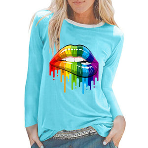 VDF - Winter Casual Womens O-neck Long Sleeve Top Loose Print Tshirts™