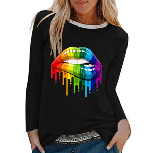 VDF - Winter Casual Womens O-neck Long Sleeve Top Loose Print Tshirts™