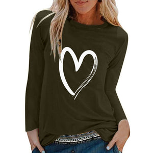 VDF - Winter Casual Womens O-neck Long Sleeve Top Loose Print Tshirts™