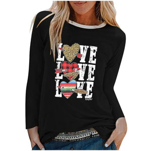 VDF - Winter Casual Womens O-neck Long Sleeve Top Loose Print Tshirts™