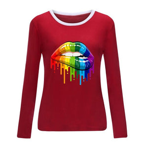 VDF - Winter Casual Womens O-neck Long Sleeve Top Loose Print Tshirts™